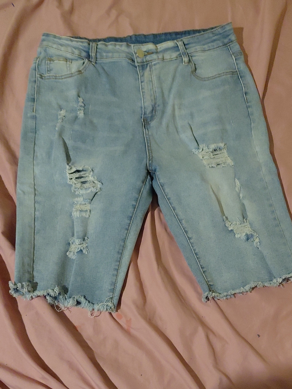 Light Blue Distressed Women’s Boyfriend Jeans Bermuda Shorts